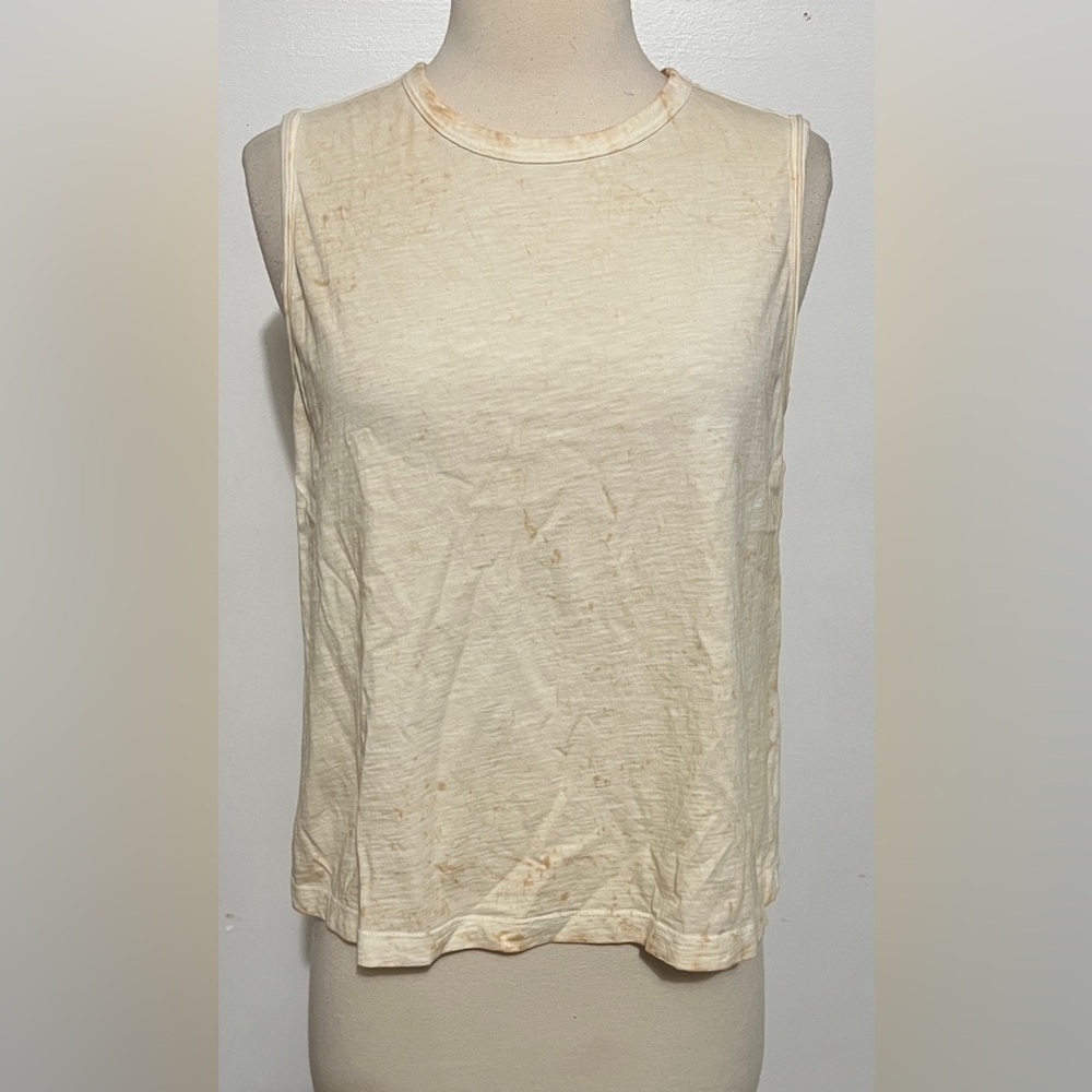 Universal Thread Distressed Cream & Beige Tank Top